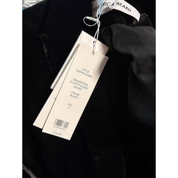 Veronica Beard Ellette Dickey Jacket 2 NWT Black Velvet Prep Blazer Old Money - Picture 9 of 11